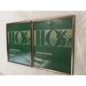 Vintage Hinged Double Picture Frame - Tabletop - Gold Tone Metal w/ Glass - Hold